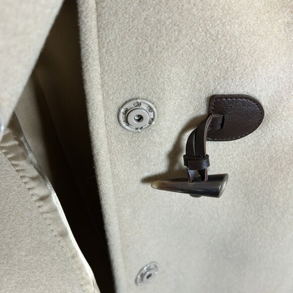 Cinzia Rocca due hood toggle Wool Cashmere Blend tan Color Coat Button size 12 - Picture 6 of 8